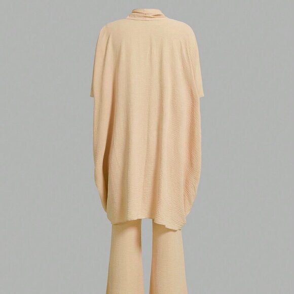 Apricot Elegant Women's Loose And Comfortable Textured Women's Set - Picture 2 of 4